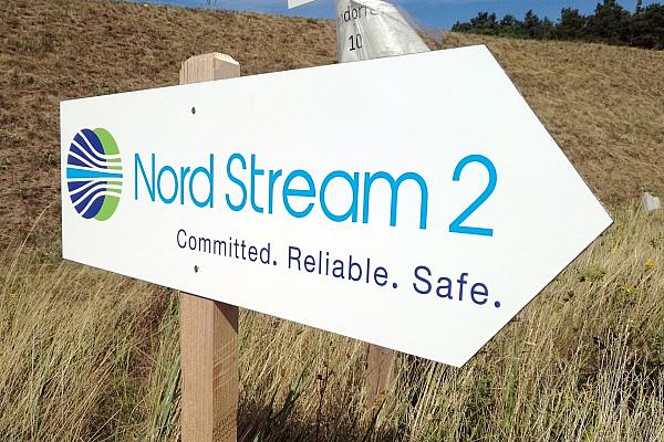 Hinweisschild Nord Stream 2 (Archiv), via dts Nachrichtenagentur