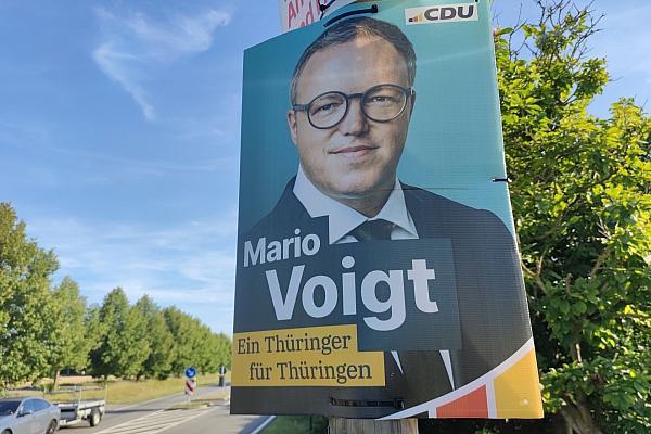 CDU-Wahlplakat mit Mario Voigt zur Landtagswahl in Thüringen am 06.08.2024, via dts Nachrichtenagentur