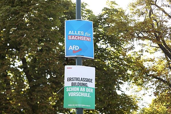 Wahlplakate von AfD und CDU zur Landtagswahl in Sachsen am 06.08.2024, via dts Nachrichtenagentur