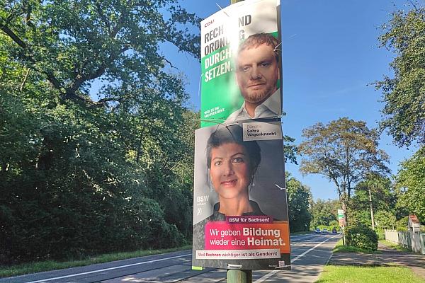 Wahlplakate von CDU und BSW zur Landtagswahl in Sachsen (Archiv), via dts Nachrichtenagentur