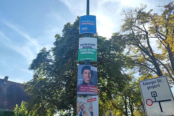 Wahlplakate von AfD, CDU, BSW und Linke zur Landtagswahl in Sachsen (Archiv), via dts Nachrichtenagentur