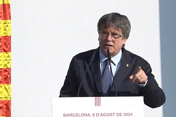 Carles Puigdemont am 08.08.2024 auf von ihm veröffentlichten Live-Stream in Bacelona, via dts Nachrichtenagentur