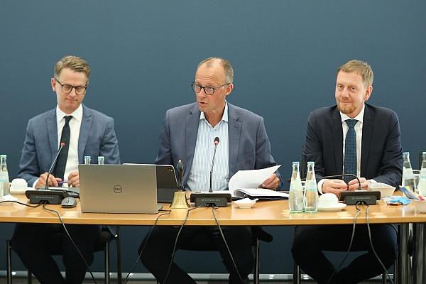 Linnemann, Merz, Kretschmer am 19.08.2024, via dts Nachrichtenagentur