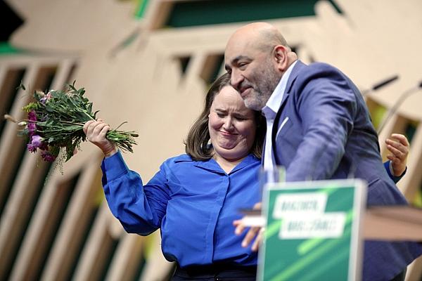 Ricarda Lang und Omid Nouripour bei ihrer Wiederwahl auf der 49. Bundesdelegiertenkonferenz (Archiv), via dts Nachrichtenagentur