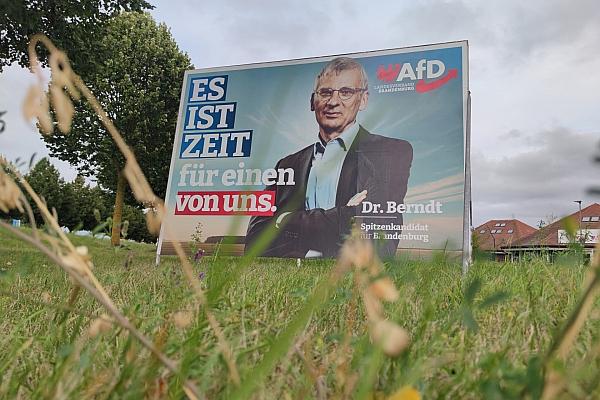 AfD-Wahlplakat mit Hans-Christoph Berndt zur Landtagswahl in Brandenburg (Archiv), via dts Nachrichtenagentur