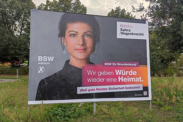 BSW-Wahlplakat zur Landtagswahl in Brandenburg (Archiv), via dts Nachrichtenagentur